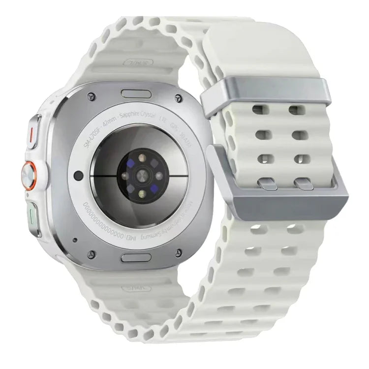 Ocean Dual Silver Buckle Silicone Watch Band, For Samsung Galaxy Watch Ultra 47mm / Ultra 2025