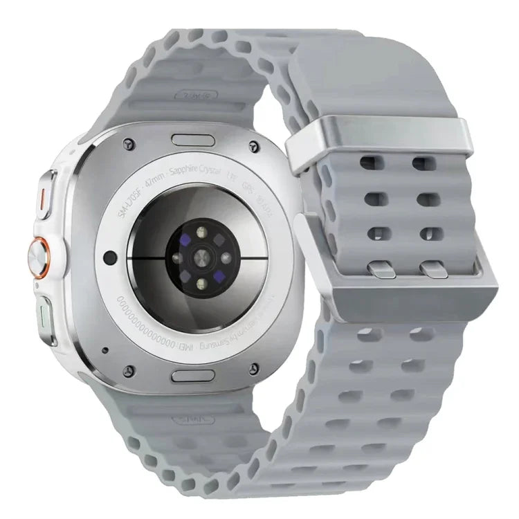 Ocean Dual Silver Buckle Silicone Watch Band, For Samsung Galaxy Watch Ultra 47mm / Ultra 2025