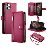 Nine Card-slot Zipper Wallet Bag Leather Phone Case, For iPhone 11 Pro Max, For iPhone 11, For iPhone 11 Pro
