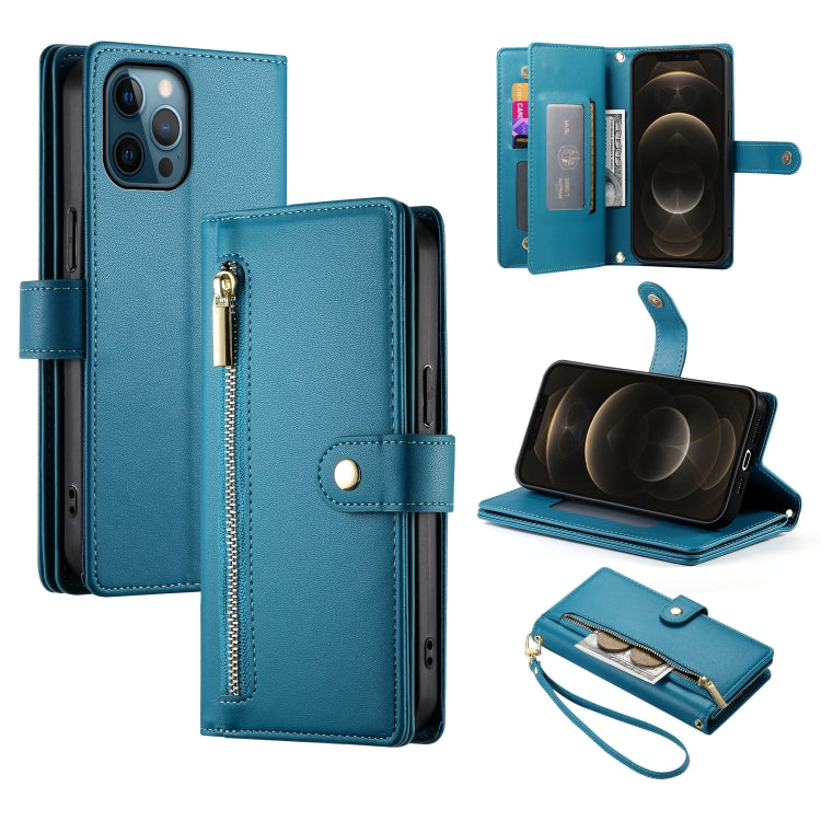 Nine Card-slot Zipper Wallet Bag Leather Phone Case, For iPhone 14 Pro Max, For iPhone 13 Pro Max, For iPhone 13 Pro, For iPhone 13, For iPhone 13 mini, For iPhone 12 / 12 Pro, For iPhone 12 Pro Max, For iPhone 12 mini