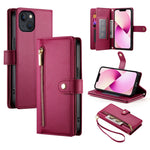 Nine Card-slot Zipper Wallet Bag Leather Phone Case, For iPhone 14 Pro Max, For iPhone 13 Pro Max, For iPhone 13 Pro, For iPhone 13, For iPhone 13 mini, For iPhone 12 / 12 Pro, For iPhone 12 Pro Max, For iPhone 12 mini