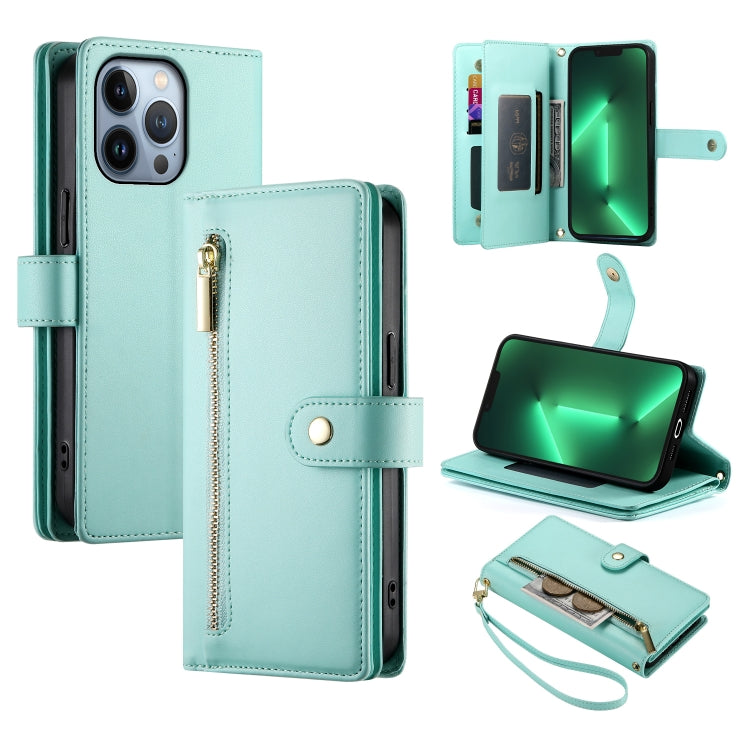 Nine Card-slot Zipper Wallet Bag Leather Phone Case, For iPhone 14 Pro Max, For iPhone 13 Pro Max, For iPhone 13 Pro, For iPhone 13, For iPhone 13 mini, For iPhone 12 / 12 Pro, For iPhone 12 Pro Max, For iPhone 12 mini