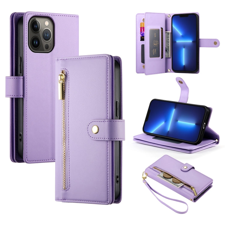 Nine Card-slot Zipper Wallet Bag Leather Phone Case, For iPhone 14 Pro Max, For iPhone 13 Pro Max, For iPhone 13 Pro, For iPhone 13, For iPhone 13 mini, For iPhone 12 / 12 Pro, For iPhone 12 Pro Max, For iPhone 12 mini