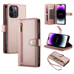 Nine Card-slot Zipper Wallet Bag Leather Phone Case, For iPhone 14 Pro Max, For iPhone 13 Pro Max, For iPhone 13 Pro, For iPhone 13, For iPhone 13 mini, For iPhone 12 / 12 Pro, For iPhone 12 Pro Max, For iPhone 12 mini