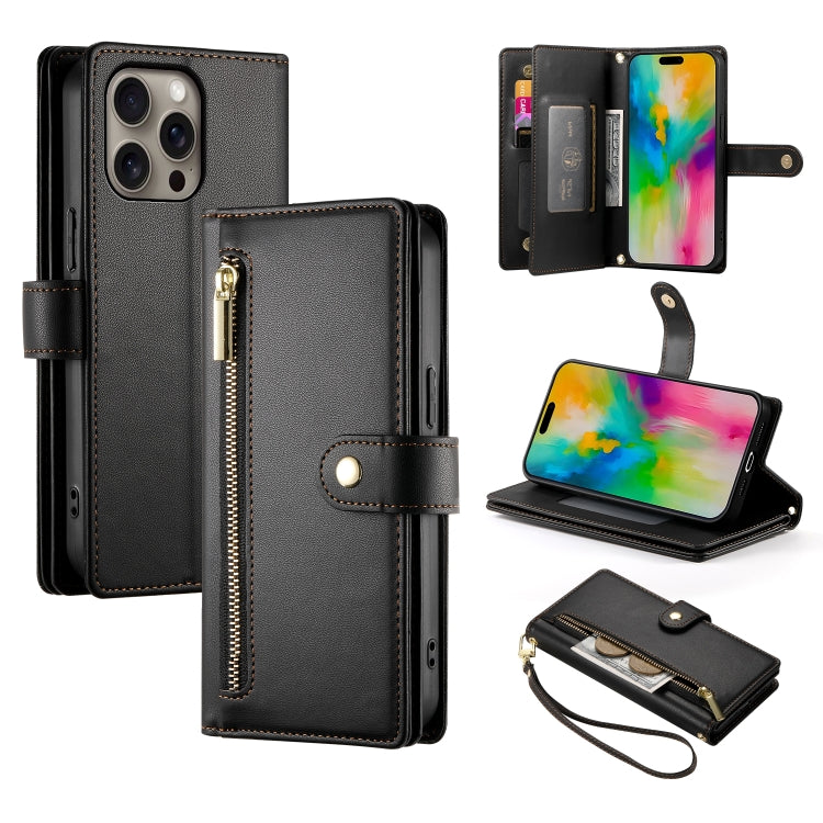 Nine Card-slot Zipper Wallet Bag Leather Phone Case, For iPhone 17 Pro Max, For iPhone 17 Pro, For iPhone 17, For iPhone Air, For iPhone 16e, For iPhone 16 Pro Max, For iPhone 16 Pro, For iPhone 16 Plus