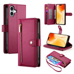 Nine Card-slot Zipper Wallet Bag Leather Phone Case, For iPhone 17 Pro Max, For iPhone 17 Pro, For iPhone 17, For iPhone Air, For iPhone 16e, For iPhone 16 Pro Max, For iPhone 16 Pro, For iPhone 16 Plus