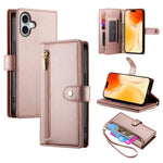 Nine Card-slot Zipper Wallet Bag Leather Phone Case, For iPhone 17 Pro Max, For iPhone 17 Pro, For iPhone 17, For iPhone Air, For iPhone 16e, For iPhone 16 Pro Max, For iPhone 16 Pro, For iPhone 16 Plus