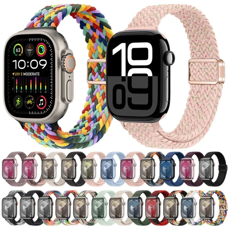 Slim Magnetic Buckle Nylon Braided Watch Band, For Apple Watch Series 10 46mm, For Apple Watch Series 10 42mm