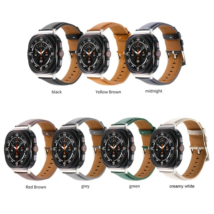 Plain Genuine Leather Watch Band, For Samsung Galaxy Watch Ultra 47mm / Ultra 2025