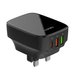 LDNIO Q334 32W Type-C + Dual USB Port Charger with 1m USB-C / Type-C to USB-C / Type-C Data Cable, EU Plug, UK Plug, US Plug