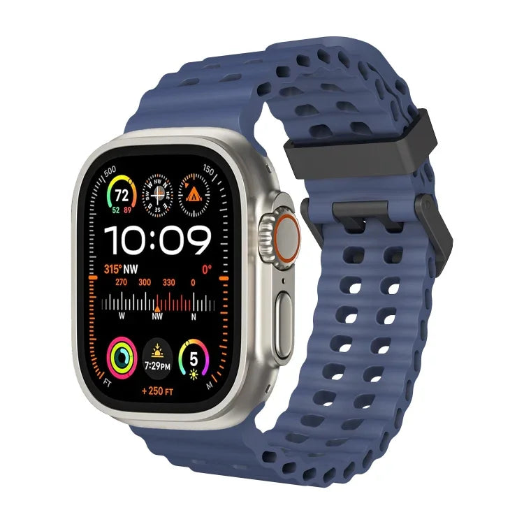 Ocean Dual-Row Hole Silicone Watch Band, For Apple Watch SE 2023 44mm, For Apple Watch Ultra 2 49mm, For Apple Watch Series 9 45mm