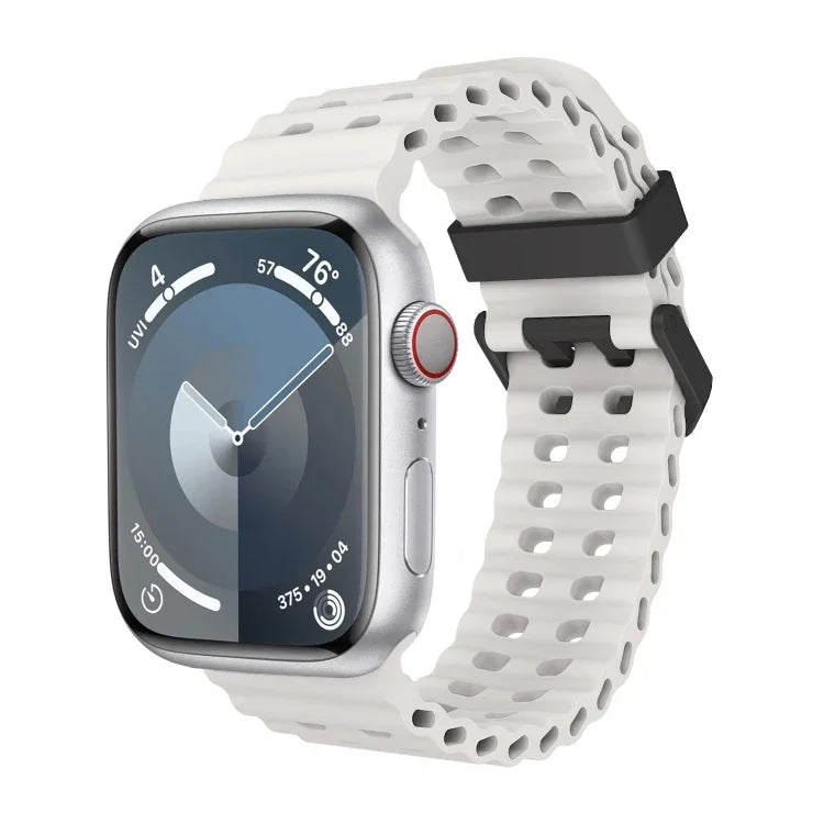 Ocean Dual-Row Hole Silicone Watch Band, For Apple Watch Ultra 49mm, For Apple Watch Series 8 45mm, For Apple Watch SE 2022 44mm