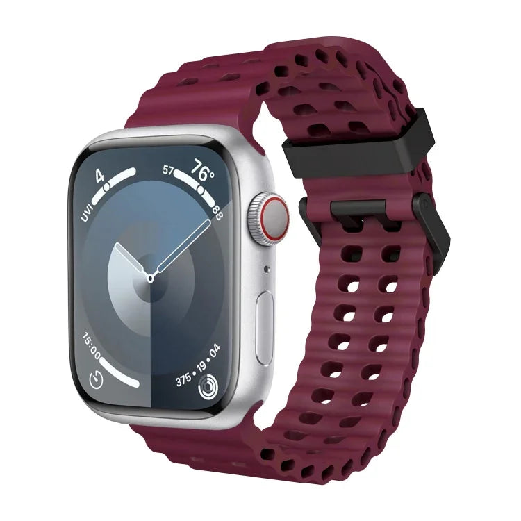 Ocean Dual-Row Hole Silicone Watch Band, For Apple Watch Series 7 45mm, For Apple Watch SE 44mm, For Apple Watch Series 6 44mm