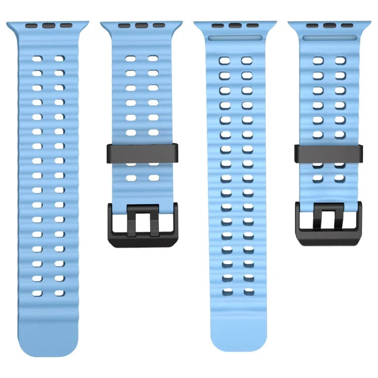 Ocean Dual-Row Hole Silicone Watch Band, For Apple Watch Series 5 44mm, For Apple Watch Series 4 44mm, For Apple Watch Series 3 42mm