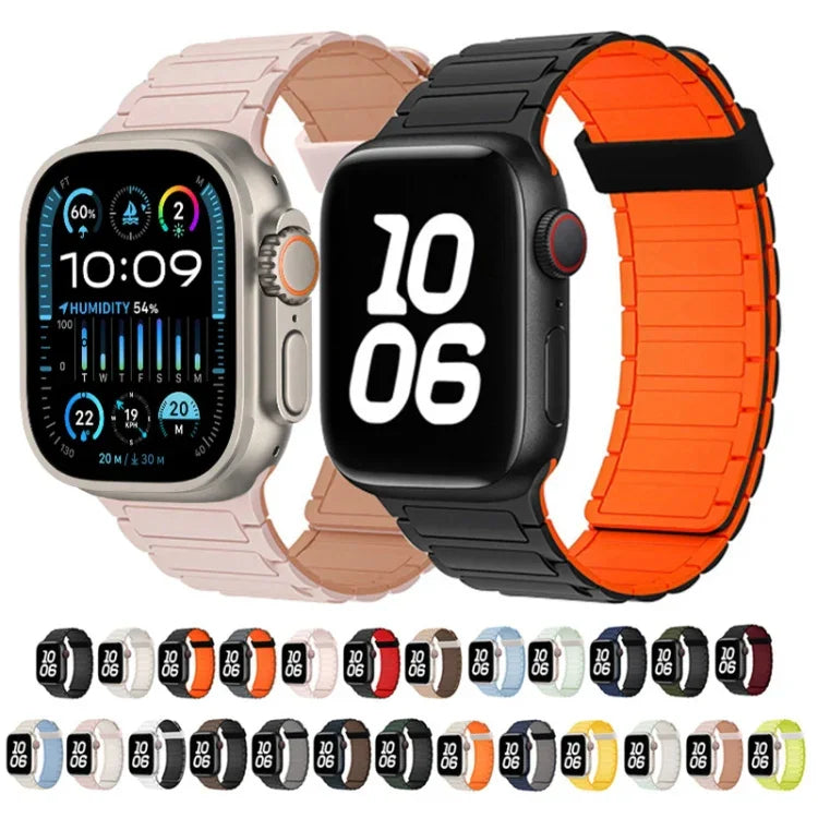 Tri-beads Magnetic Hoop Silicone Watch Band, For Apple Watch Ultra 2 49mm