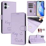 Smile Embossing RFID Leather Phone Case, For iPhone 17 Pro Max, For iPhone 17 Pro, For iPhone 17, For iPhone Air, For iPhone SE 2024, For iPhone 16 Pro Max, For iPhone 16 Pro, For iPhone 16 Plus