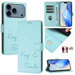 Smile Embossing RFID Leather Phone Case, For iPhone 17 Pro Max, For iPhone 17 Pro, For iPhone 17, For iPhone Air, For iPhone SE 2024, For iPhone 16 Pro Max, For iPhone 16 Pro, For iPhone 16 Plus