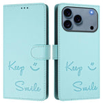 Smile Embossing RFID Leather Phone Case, For iPhone 17 Pro Max, For iPhone 17 Pro, For iPhone 17, For iPhone Air, For iPhone SE 2024, For iPhone 16 Pro Max, For iPhone 16 Pro, For iPhone 16 Plus