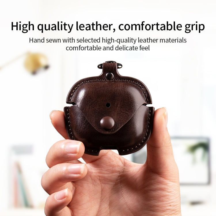 Business Leather Earphone Protective Case with Hook, For AirPods Pro 3, For AirPods 4