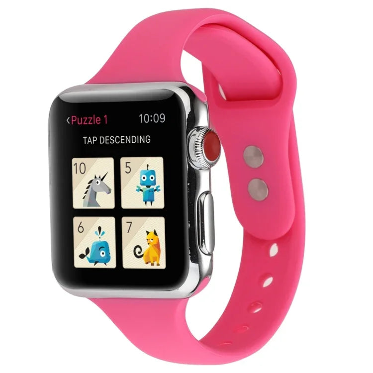 Thin Silicone Double Buckle Replacement Wrist Strap, For Apple Watch Series 7 41mm / 6 & SE & 5 & 4 40mm / 3 & 2 & 1 38mm, For Apple Watch Series 8&7 41mm / SE 2&6&SE&5&4 40mm / 3&2&1 38mm