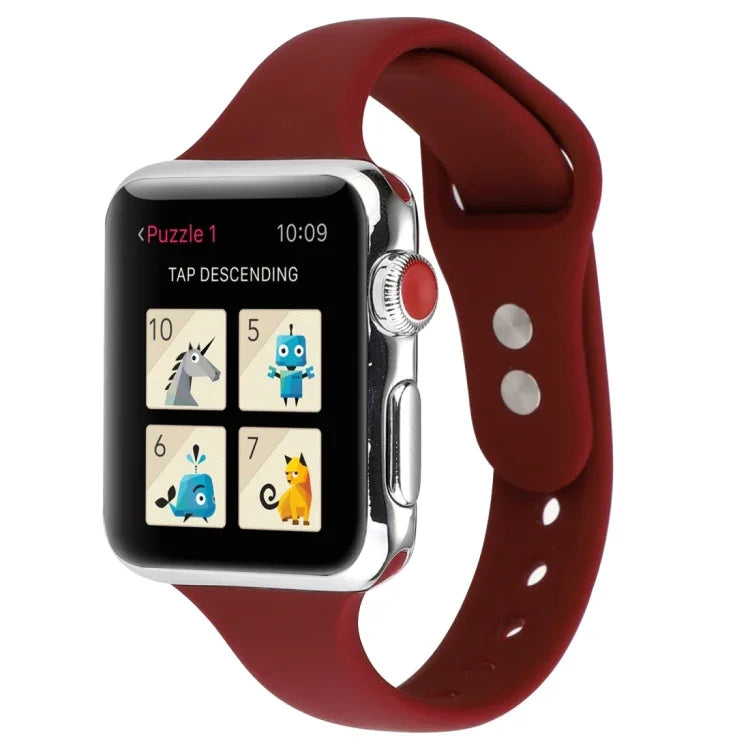 Thin Silicone Double Buckle Replacement Wrist Strap, For Apple Watch Series 7 41mm / 6 & SE & 5 & 4 40mm / 3 & 2 & 1 38mm, For Apple Watch Series 8&7 41mm / SE 2&6&SE&5&4 40mm / 3&2&1 38mm