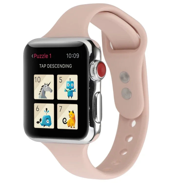 Thin Silicone Double Buckle Replacement Wrist Strap, For Apple Watch Series 7 41mm / 6 & SE & 5 & 4 40mm / 3 & 2 & 1 38mm, For Apple Watch Series 8&7 41mm / SE 2&6&SE&5&4 40mm / 3&2&1 38mm