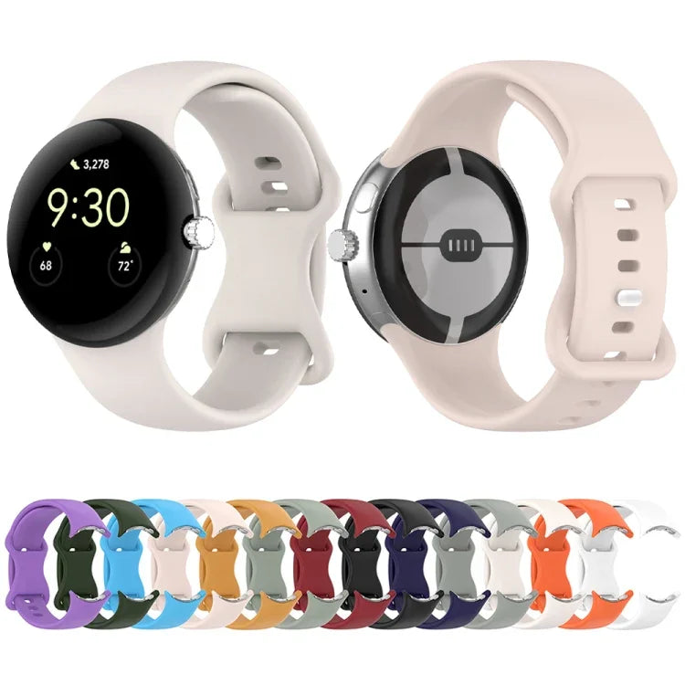 Butterfly Buckle Solid Color Silicone Watch Band, For Google Pixel Watch 4 / Watch 3 45mm, For Google Pixel Watch 4 / 3 / 2 / 1 41mm