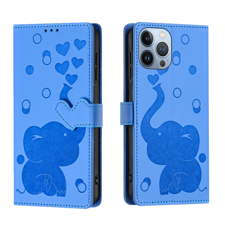 Cartoon Elephant Embossed Leather Phone Case, For iPhone 13 Pro, For iPhone 13, For iPhone 13 mini / 12 mini, For iPhone 12 / 12 Pro, For iPhone 12 Pro Max, For iPhone 11 Pro Max, For iPhone 11, For iPhone 11 Pro, For iPhone X / XS