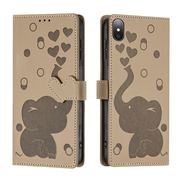 Cartoon Elephant Embossed Leather Phone Case, For iPhone XR, For iPhone XS Max, For iPhone 8 Plus / 7 Plus