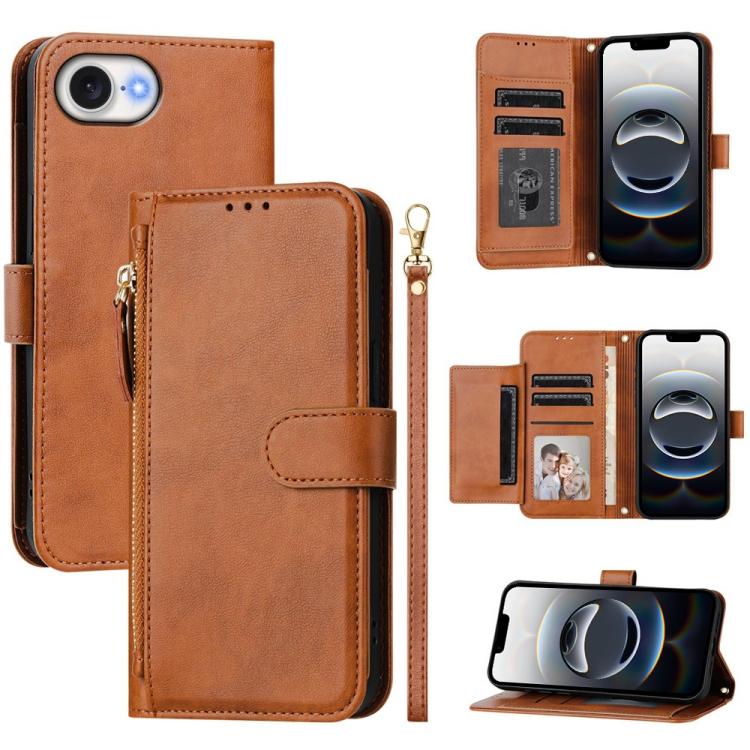Multi-Card Slots Zipper Wallet Leather Phone Case, For iPhone 17e / 16e, For iPhone 17 Pro Max, For iPhone 17 Pro, For iPhone 17, For iPhone Air, For iPhone 16 Pro Max, For iPhone 16 Pro, For iPhone 16 Plus