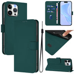 Skin Feel Solid Color Leather Phone Case with Lanyard, For iPhone Air, For iPhone 16 Pro Max