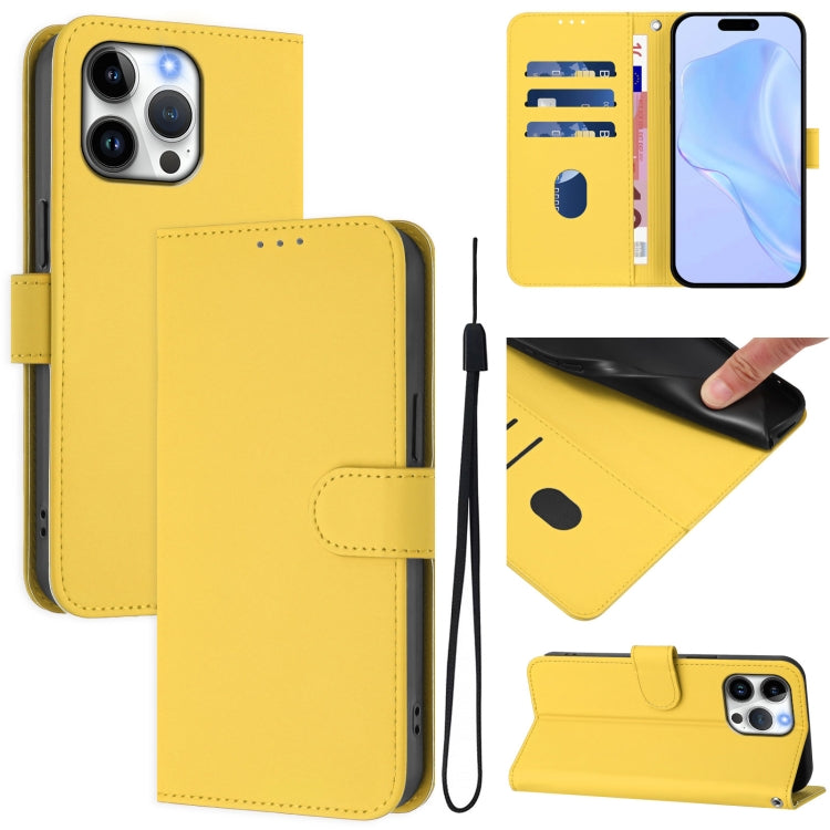 Skin Feel Solid Color Leather Phone Case with Lanyard, For iPhone Air, For iPhone 16 Pro Max