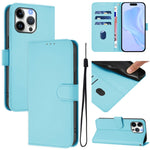 Skin Feel Solid Color Leather Phone Case with Lanyard, For iPhone Air, For iPhone 16 Pro Max