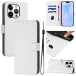 Skin Feel Solid Color Leather Phone Case with Lanyard, For iPhone 16 Pro, For iPhone 16 Plus