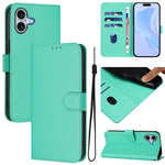 Skin Feel Solid Color Leather Phone Case with Lanyard, For iPhone 16 Pro, For iPhone 16 Plus