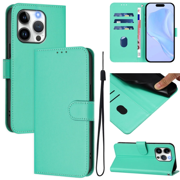 Skin Feel Solid Color Leather Phone Case with Lanyard, For iPhone 14 / 13, For iPhone 14 Pro