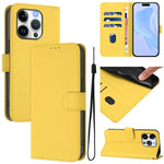 Skin Feel Solid Color Leather Phone Case with Lanyard, For iPhone 14 / 13, For iPhone 14 Pro