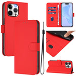 Skin Feel Solid Color Leather Phone Case with Lanyard, For iPhone 14 Pro Max, For iPhone SE 2022 / 2020