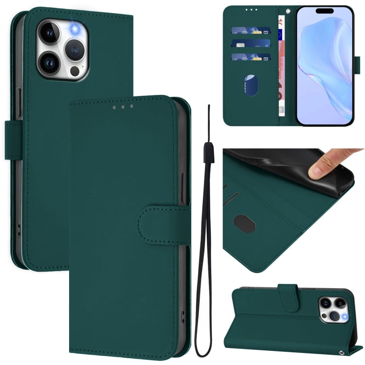 Skin Feel Solid Color Leather Phone Case with Lanyard, For iPhone 14 Pro Max, For iPhone SE 2022 / 2020