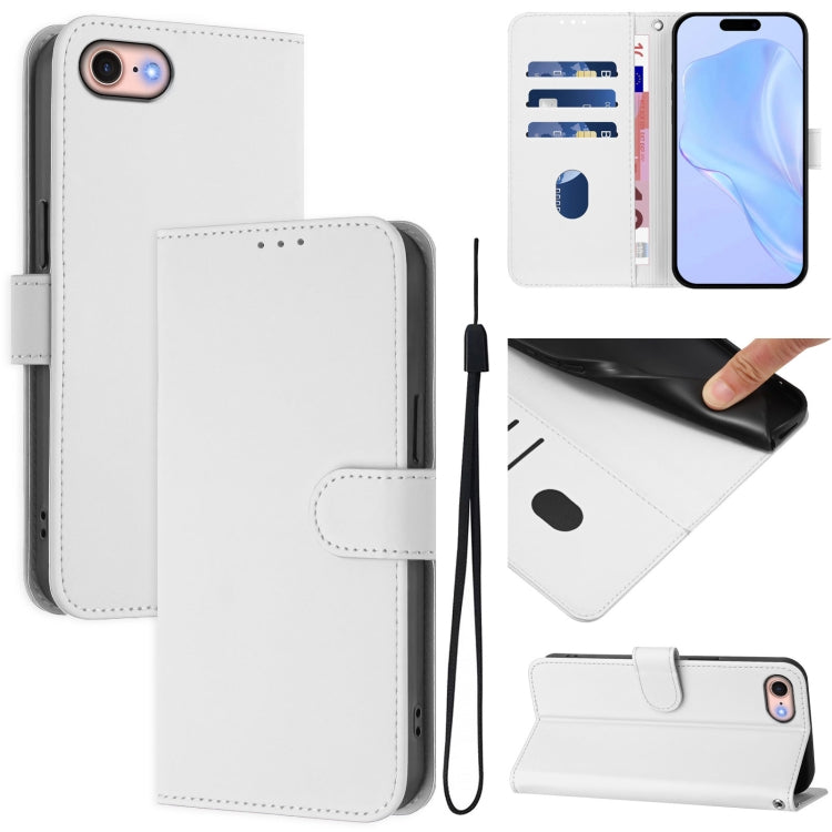 Skin Feel Solid Color Leather Phone Case with Lanyard, For iPhone 14 Pro Max, For iPhone SE 2022 / 2020