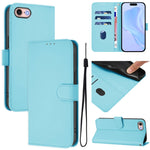 Skin Feel Solid Color Leather Phone Case with Lanyard, For iPhone 14 Pro Max, For iPhone SE 2022 / 2020
