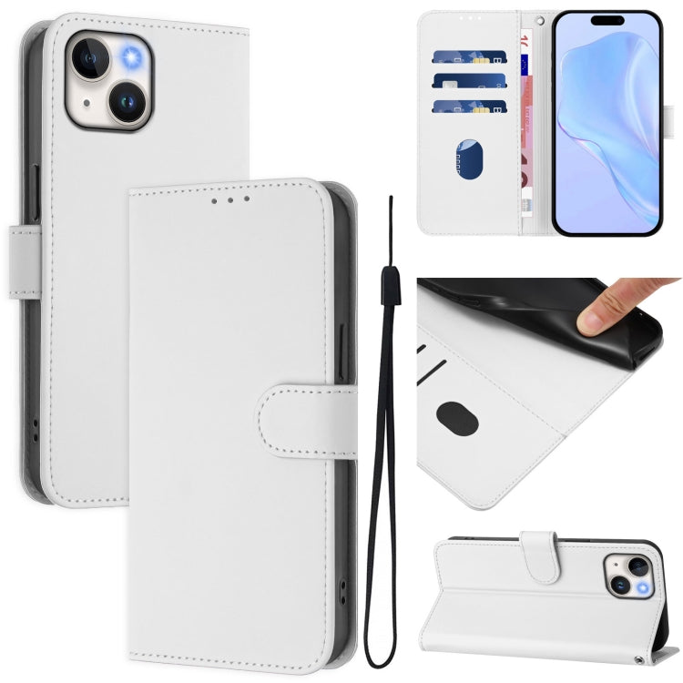 Skin Feel Solid Color Leather Phone Case with Lanyard, For iPhone 13 mini, For iPhone 12 / 12 Pro
