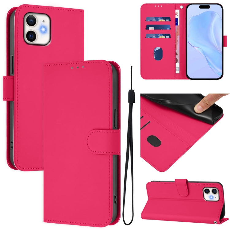 Skin Feel Solid Color Leather Phone Case with Lanyard, For iPhone 13 mini, For iPhone 12 / 12 Pro