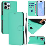 Skin Feel Solid Color Leather Phone Case with Lanyard, For iPhone 12 Pro Max, For iPhone 12 mini
