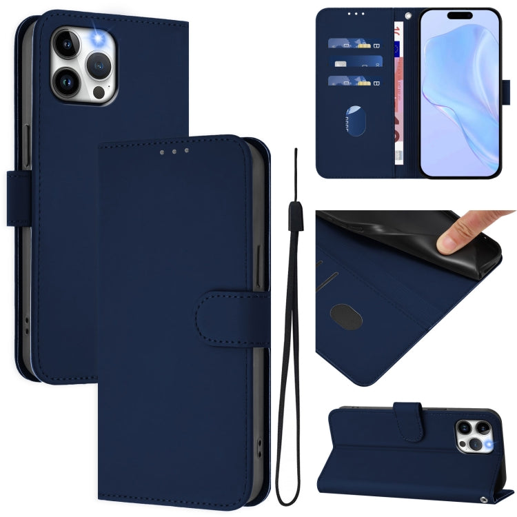 Skin Feel Solid Color Leather Phone Case with Lanyard, For iPhone 12 Pro Max, For iPhone 12 mini