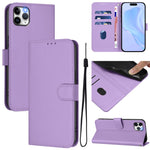 Skin Feel Solid Color Leather Phone Case with Lanyard, For iPhone 11 Pro Max, For iPhone 11
