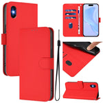 Skin Feel Solid Color Leather Phone Case with Lanyard, For iPhone 11 Pro, For iPhone XS / X