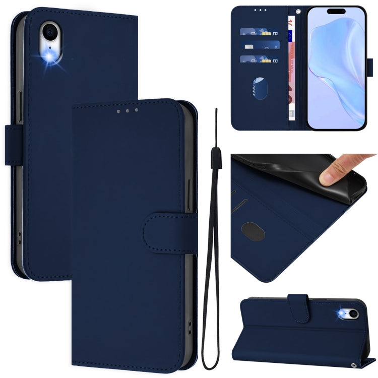 Skin Feel Solid Color Leather Phone Case with Lanyard, For iPhone XR, For iPhone XS Max