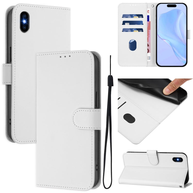 Skin Feel Solid Color Leather Phone Case with Lanyard, For iPhone XR, For iPhone XS Max