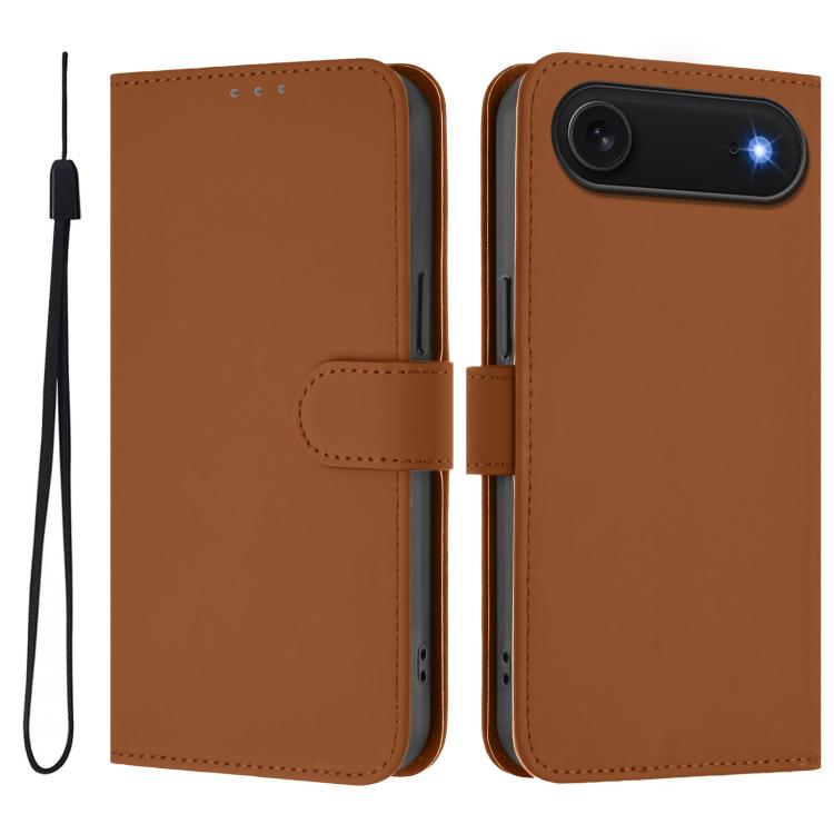 Skin Feel Solid Color Leather Phone Case with Lanyard, For iPhone Air, For iPhone 16 Pro Max